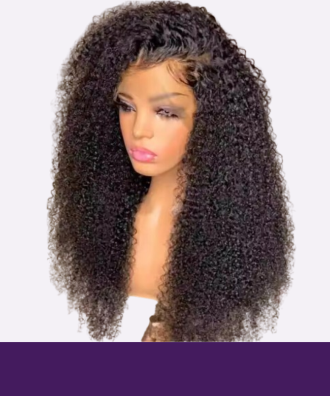 Perruque Lace Front Wig bouclée et crépue noire naturelle – Image 4