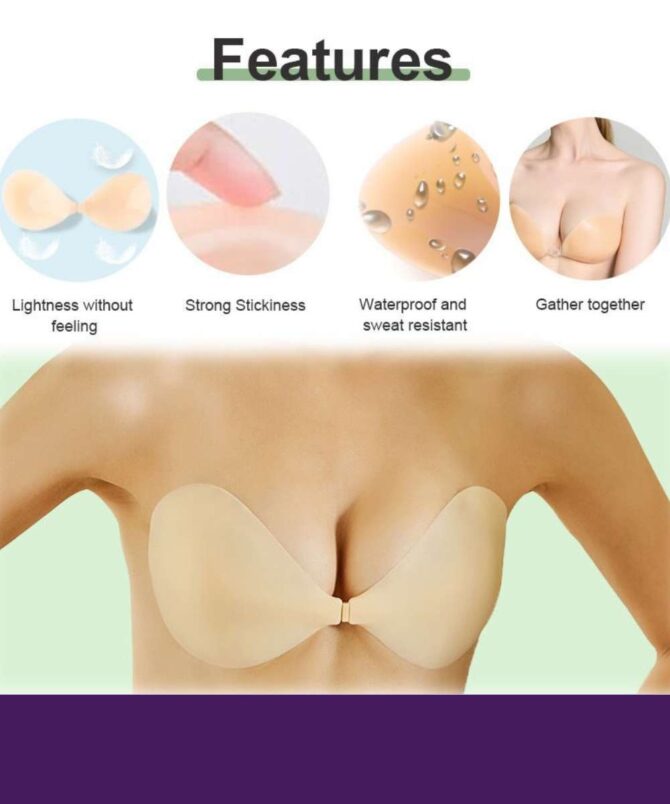 Soutien-gorge Adhésif en Silicone Push-Up – Invisible & Sans Bretelles – Image 3